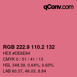 カラーコード: RGB 222.9 110.2 132 | qconv.com