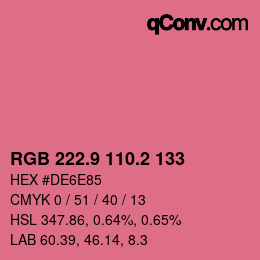 カラーコード: RGB 222.9 110.2 133 | qconv.com