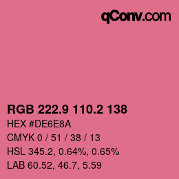 カラーコード: RGB 222.9 110.2 138 | qconv.com
