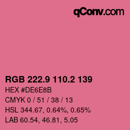 カラーコード: RGB 222.9 110.2 139 | qconv.com