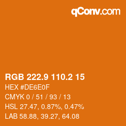 Color code: RGB 222.9 110.2 15 | qconv.com