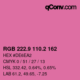 カラーコード: RGB 222.9 110.2 162 | qconv.com