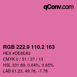 カラーコード: RGB 222.9 110.2 163 | qconv.com