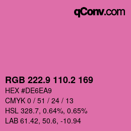 カラーコード: RGB 222.9 110.2 169 | qconv.com
