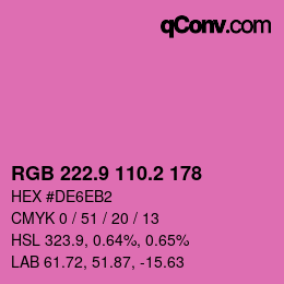カラーコード: RGB 222.9 110.2 178 | qconv.com