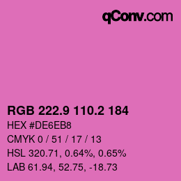 カラーコード: RGB 222.9 110.2 184 | qconv.com