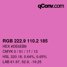 カラーコード: RGB 222.9 110.2 185 | qconv.com