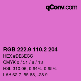 カラーコード: RGB 222.9 110.2 204 | qconv.com