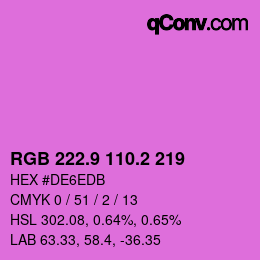 カラーコード: RGB 222.9 110.2 219 | qconv.com