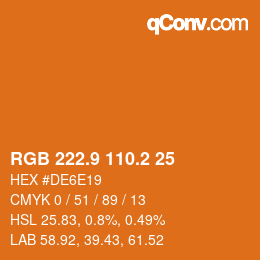カラーコード: RGB 222.9 110.2 25 | qconv.com