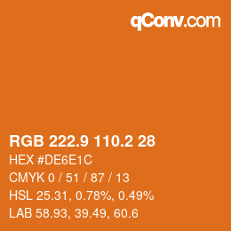 Color code: RGB 222.9 110.2 28 | qconv.com