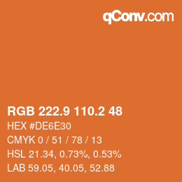 Color code: RGB 222.9 110.2 48 | qconv.com