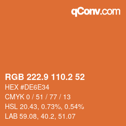 Color code: RGB 222.9 110.2 52 | qconv.com