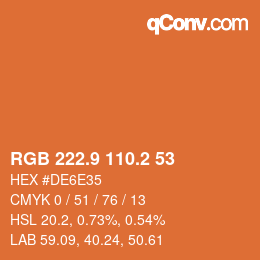 Color code: RGB 222.9 110.2 53 | qconv.com