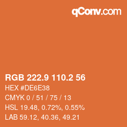 Color code: RGB 222.9 110.2 56 | qconv.com