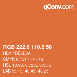 Color code: RGB 222.9 110.2 58 | qconv.com