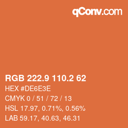 Color code: RGB 222.9 110.2 62 | qconv.com