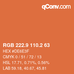 カラーコード: RGB 222.9 110.2 63 | qconv.com