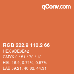 Color code: RGB 222.9 110.2 66 | qconv.com