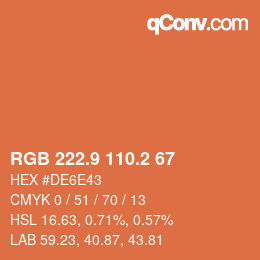 Color code: RGB 222.9 110.2 67 | qconv.com