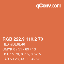 カラーコード: RGB 222.9 110.2 70 | qconv.com