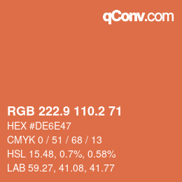 Farbcode: RGB 222.9 110.2 71 | qconv.com