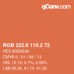 Color code: RGB 222.9 110.2 72 | qconv.com