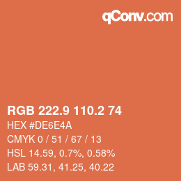 Color code: RGB 222.9 110.2 74 | qconv.com