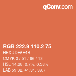 カラーコード: RGB 222.9 110.2 75 | qconv.com