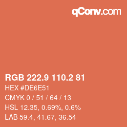 Color code: RGB 222.9 110.2 81 | qconv.com