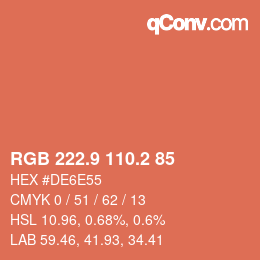 Farbcode: RGB 222.9 110.2 85 | qconv.com