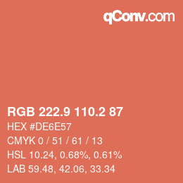 カラーコード: RGB 222.9 110.2 87 | qconv.com