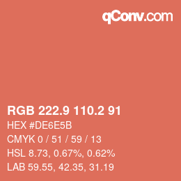 Color code: RGB 222.9 110.2 91 | qconv.com