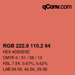 Color code: RGB 222.9 110.2 94 | qconv.com