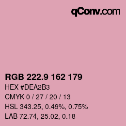 カラーコード: RGB 222.9 162 179 | qconv.com