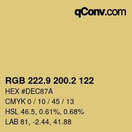 Color code: RGB 222.9 200.2 122 | qconv.com