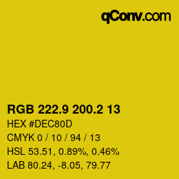 カラーコード: RGB 222.9 200.2 13 | qconv.com