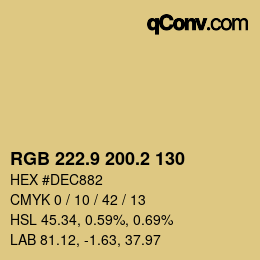 カラーコード: RGB 222.9 200.2 130 | qconv.com