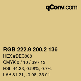 カラーコード: RGB 222.9 200.2 136 | qconv.com