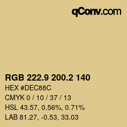 カラーコード: RGB 222.9 200.2 140 | qconv.com
