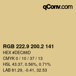 Color code: RGB 222.9 200.2 141 | qconv.com