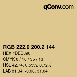 Color code: RGB 222.9 200.2 144 | qconv.com