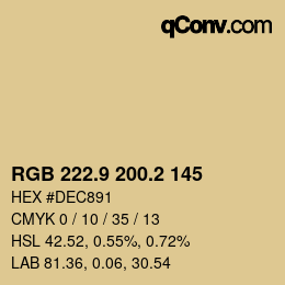 カラーコード: RGB 222.9 200.2 145 | qconv.com