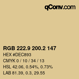 カラーコード: RGB 222.9 200.2 147 | qconv.com