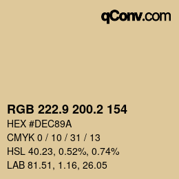 カラーコード: RGB 222.9 200.2 154 | qconv.com