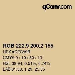 Color code: RGB 222.9 200.2 155 | qconv.com