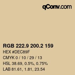 カラーコード: RGB 222.9 200.2 159 | qconv.com