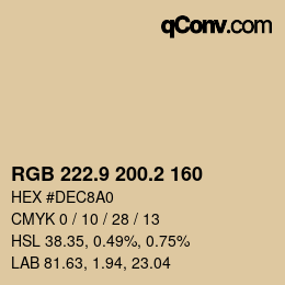 Color code: RGB 222.9 200.2 160 | qconv.com
