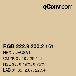 Color code: RGB 222.9 200.2 161 | qconv.com
