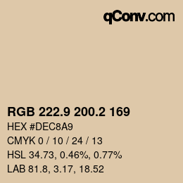 カラーコード: RGB 222.9 200.2 169 | qconv.com
